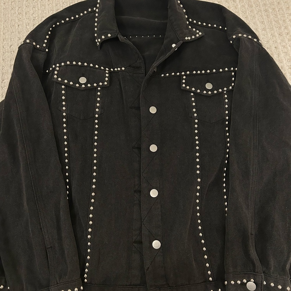POL Black Studded Jean Jacket